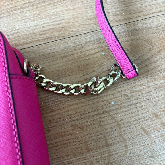 Michael Kors Jet Set Travel Crossbody Saffiano Leather Purse Pink Large Size - Picture 4 of 10